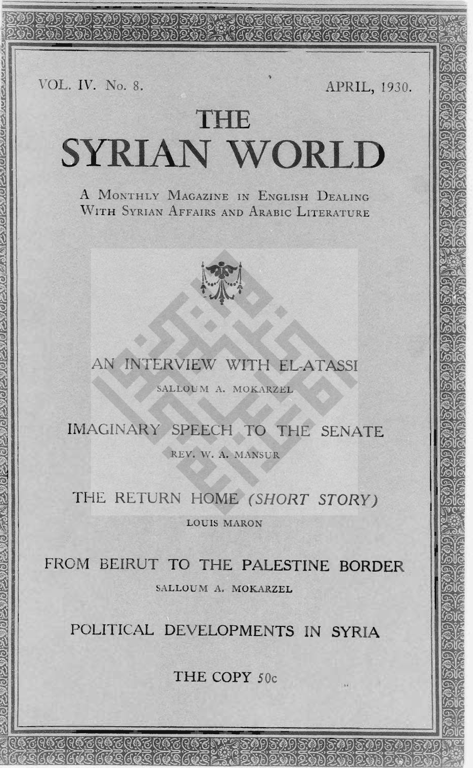 Helpfulness, The Syrian World, 4, 8, April 1930