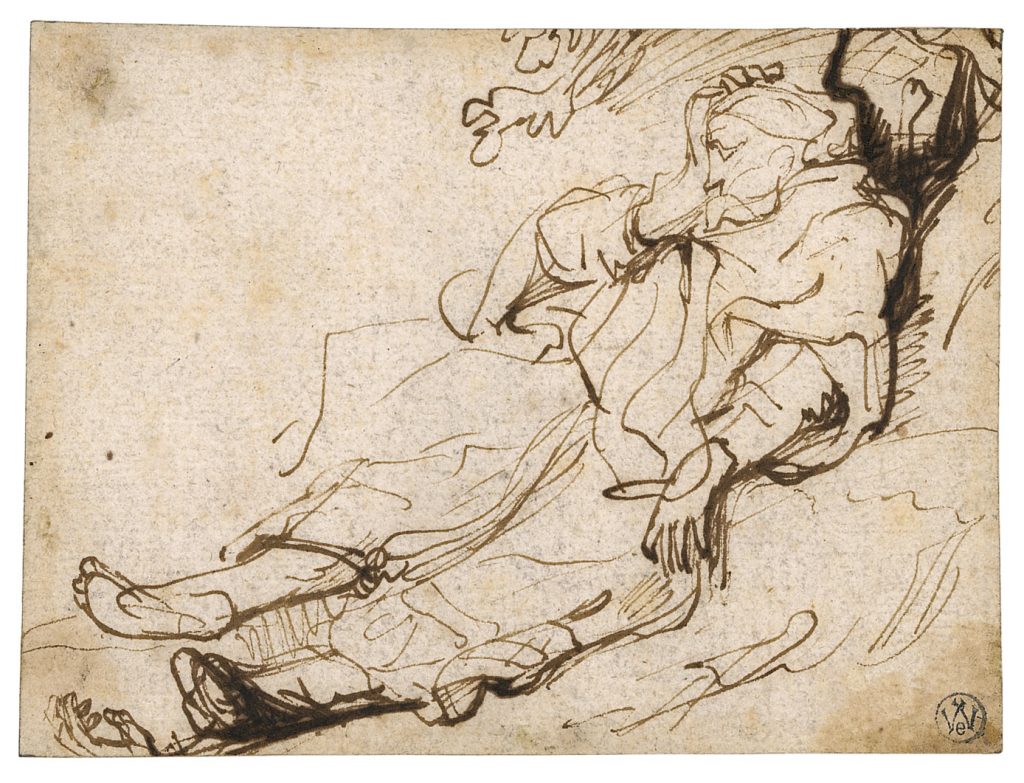 Ferdinand Bol Elijah Resting under a Tree ca. 1642 pen and brown ink