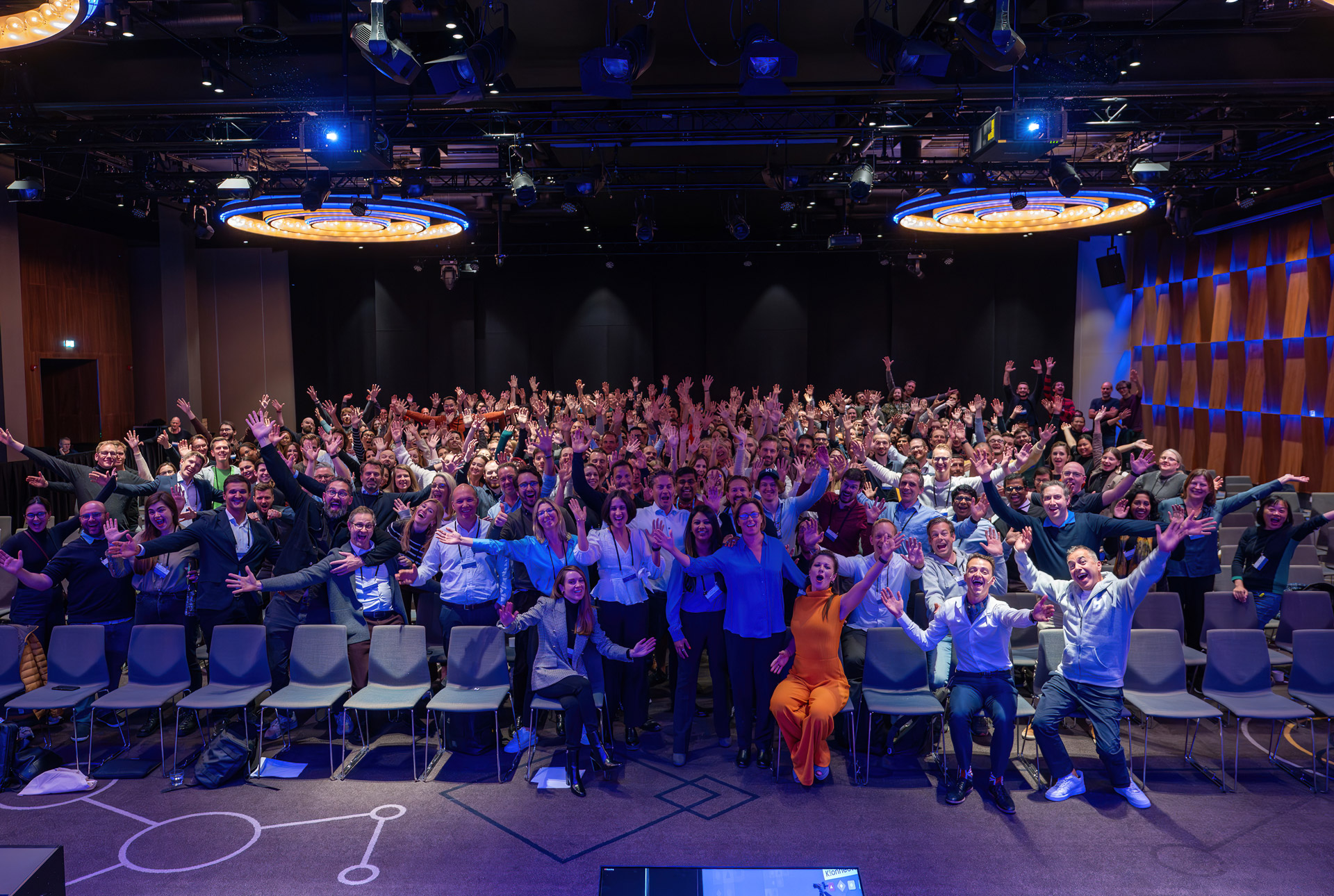 Kahoot! group employees gathered in a large room