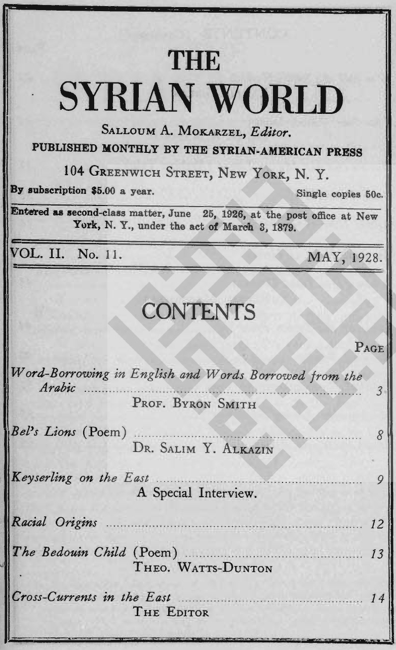 War and the Small Nations, The Syrian World, 2, 11, May 1928