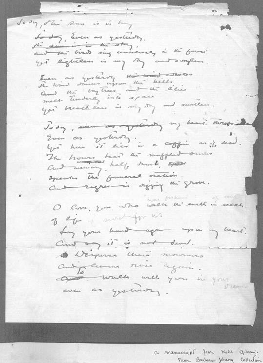 Unpublished Poem by Kahlil Gibran 