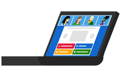 Illustration of a video conference on a laptop screen displaying a kahoot