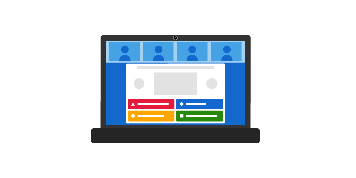 Illustration of a laptop screen showing a Kahoot! game screen